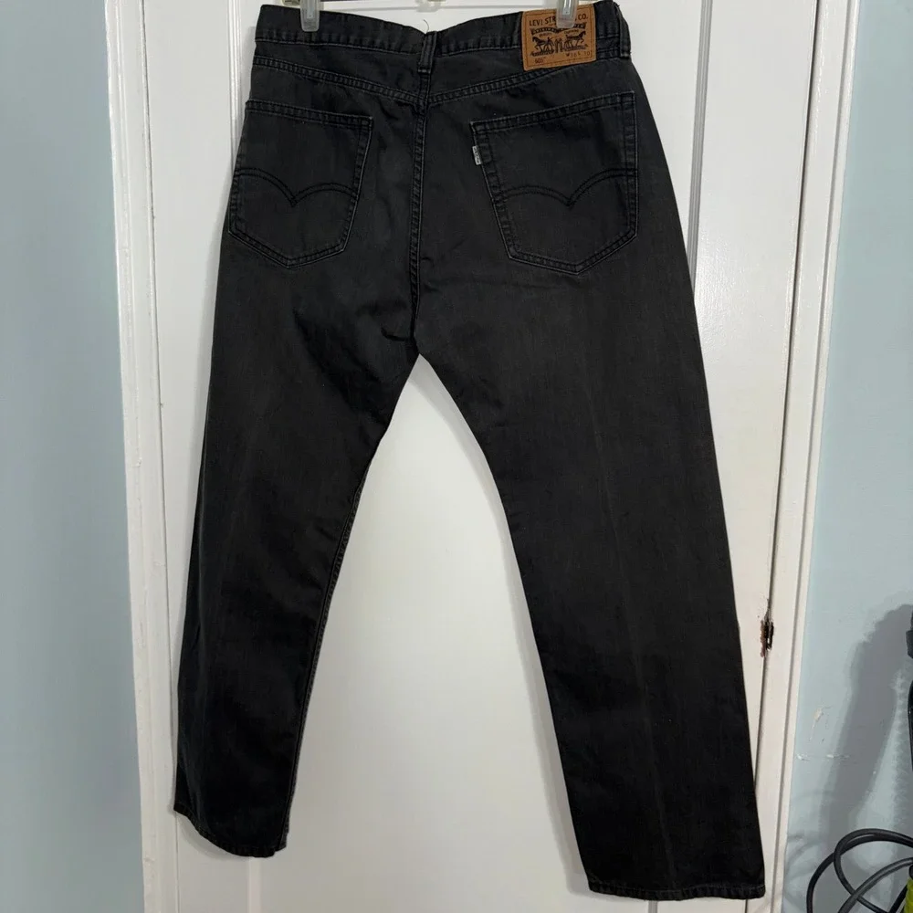 Levis 505 Mens Jeans W36 L30 Black Straight Leg Regular Fit Denim Pants